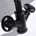Aquacubic CUPC Lead-free Brass Matte Black Industry Style 2 Etched Handle Bathroom Sink Faucet